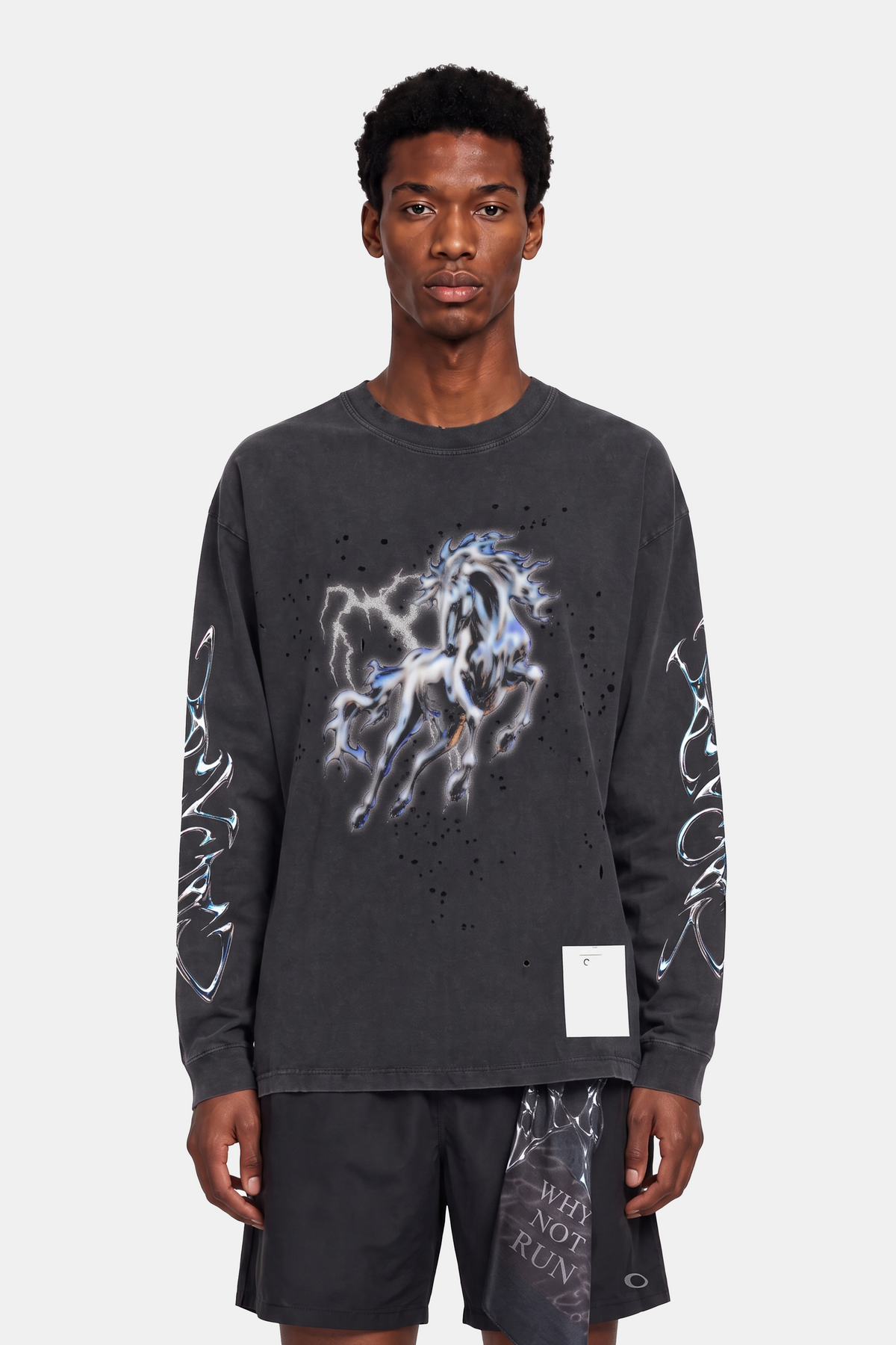 VULCAN Washed Distressed Long Sleeve Tee