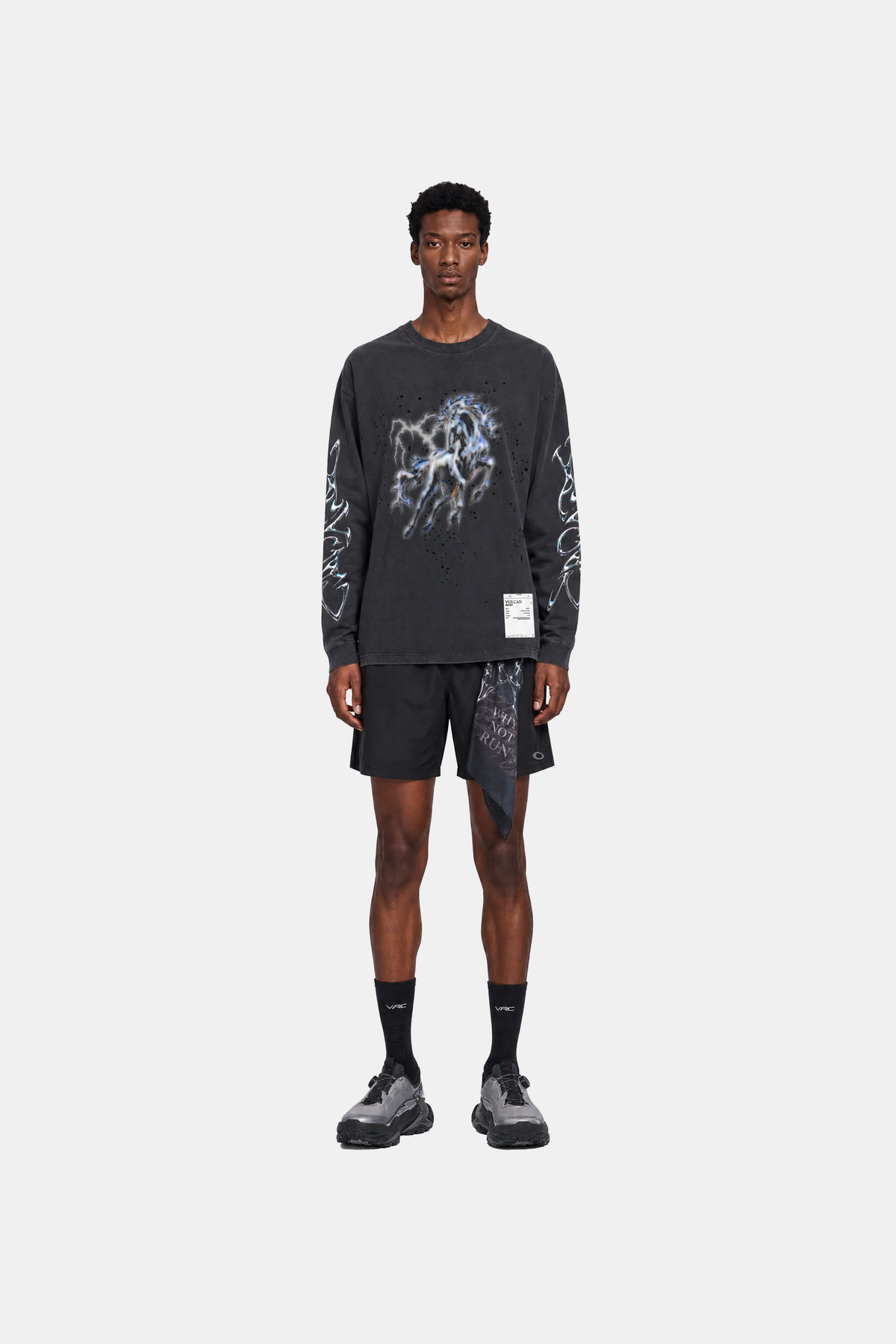 VULCAN Washed Distressed Long Sleeve Tee