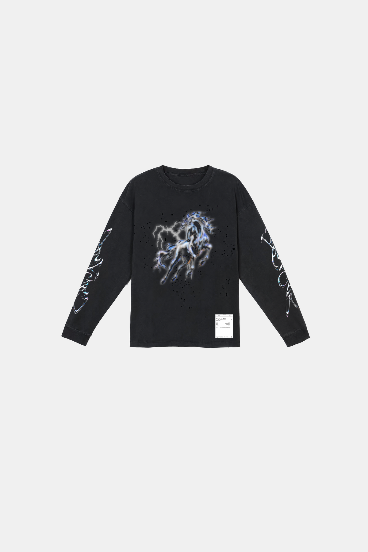 VULCAN Washed Distressed Long Sleeve Tee
